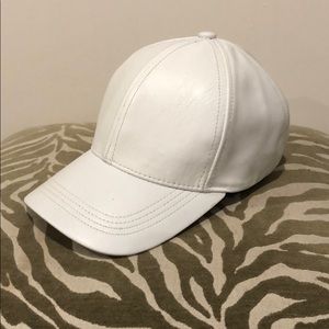 White leather cap- cowhide genuine leather